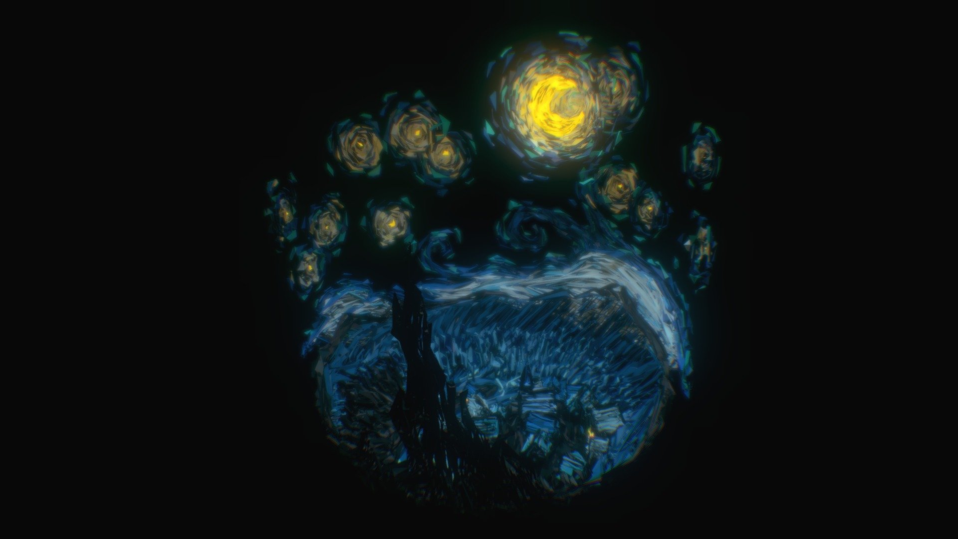 Vincent Van Gogh's the Starry Night made with Feather - Vincent Van Gogh's the Starry Night - 3D model by sy-kim 3d model