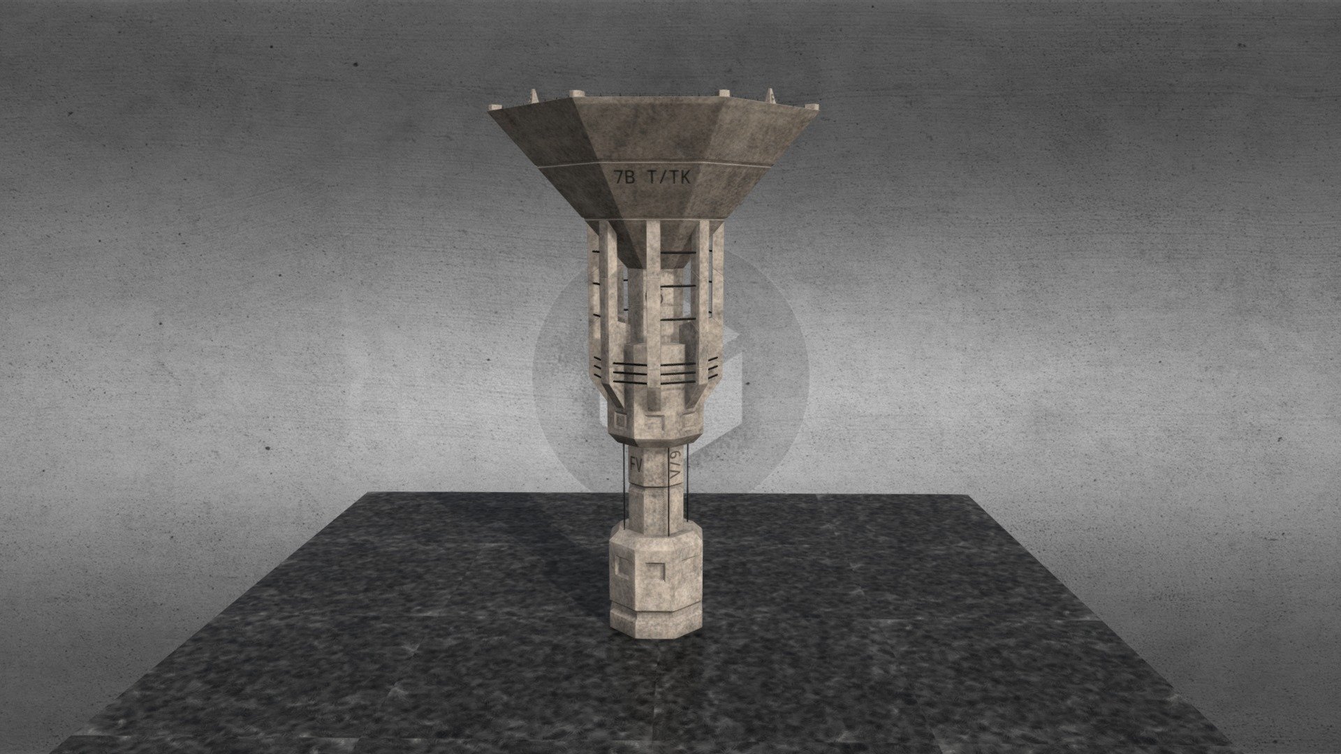 Former water tower converted into a Military-style Comms Tower.
Add some menace to your scene with this imposing concrete beast! - Comms Tower - Buy Royalty Free 3D model by Military Assets (@militaryassets) 3d model