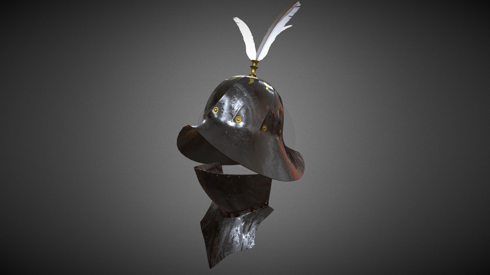 Decorated 15th century Burgundian Chapelle with bevor.

Feathers may be a bit too ugly because this is my first time making one.

You can download other variant for free here: https://sketchfab.com/3d-models/15th-century-burgundian-chapelle-d3a0acb594e44145918ccca7487c131b 

This helmet was modelled after the one I saw on Royal Oak Armoury.

 - Burgundian Chapelle with bevor - Download Free 3D model by Pratas (@ernst52) 3d model