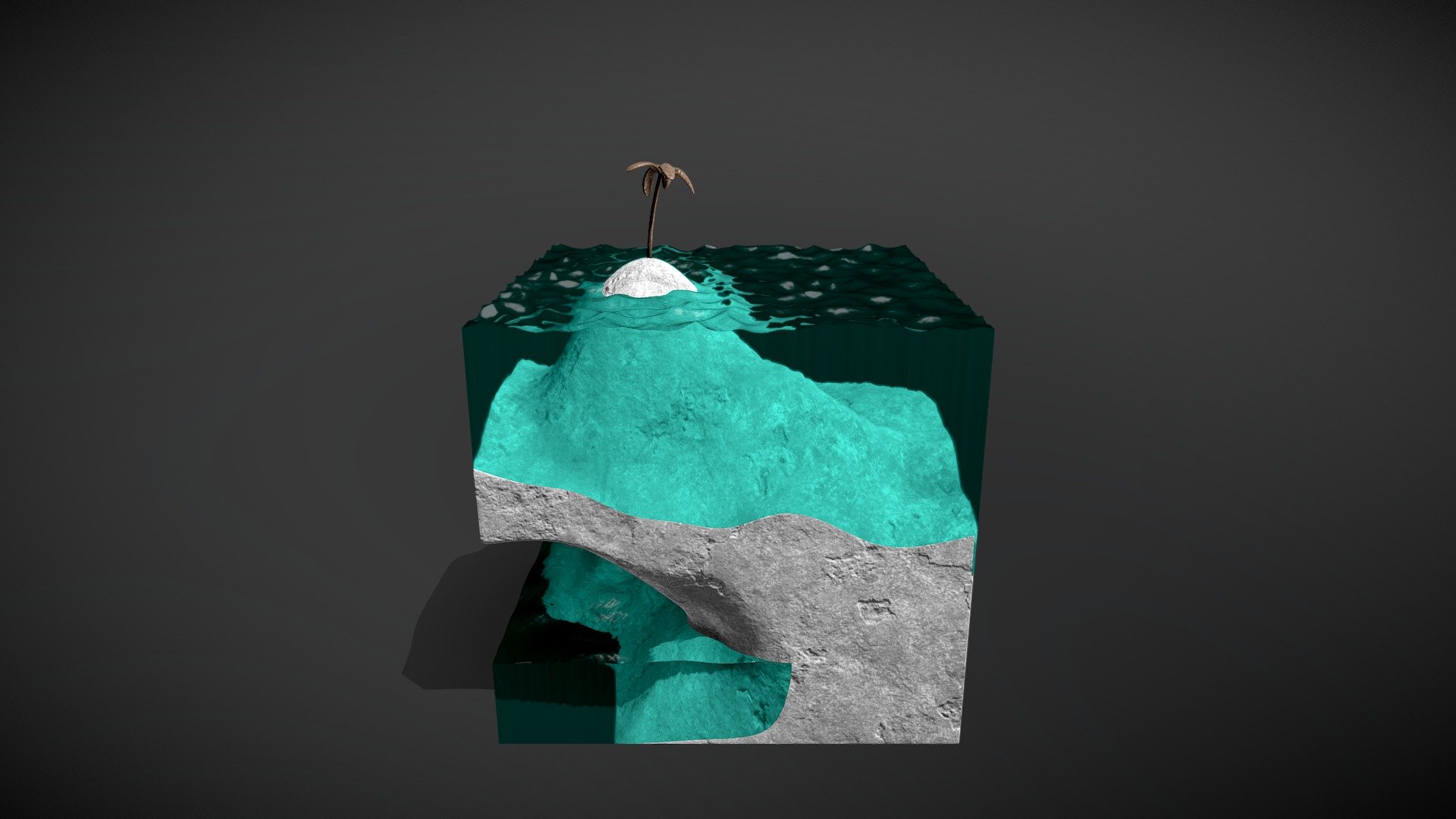 This model is made according to the reference of Ben Young.
Sculptor Ben Young works with sheet glass and concrete to create charming 3D images of ocean waves washing over rocky shores. It shows beaches and islands with palm trees, lighthouses, single houses on top of the mountain, tiny figures of boaters 3d model