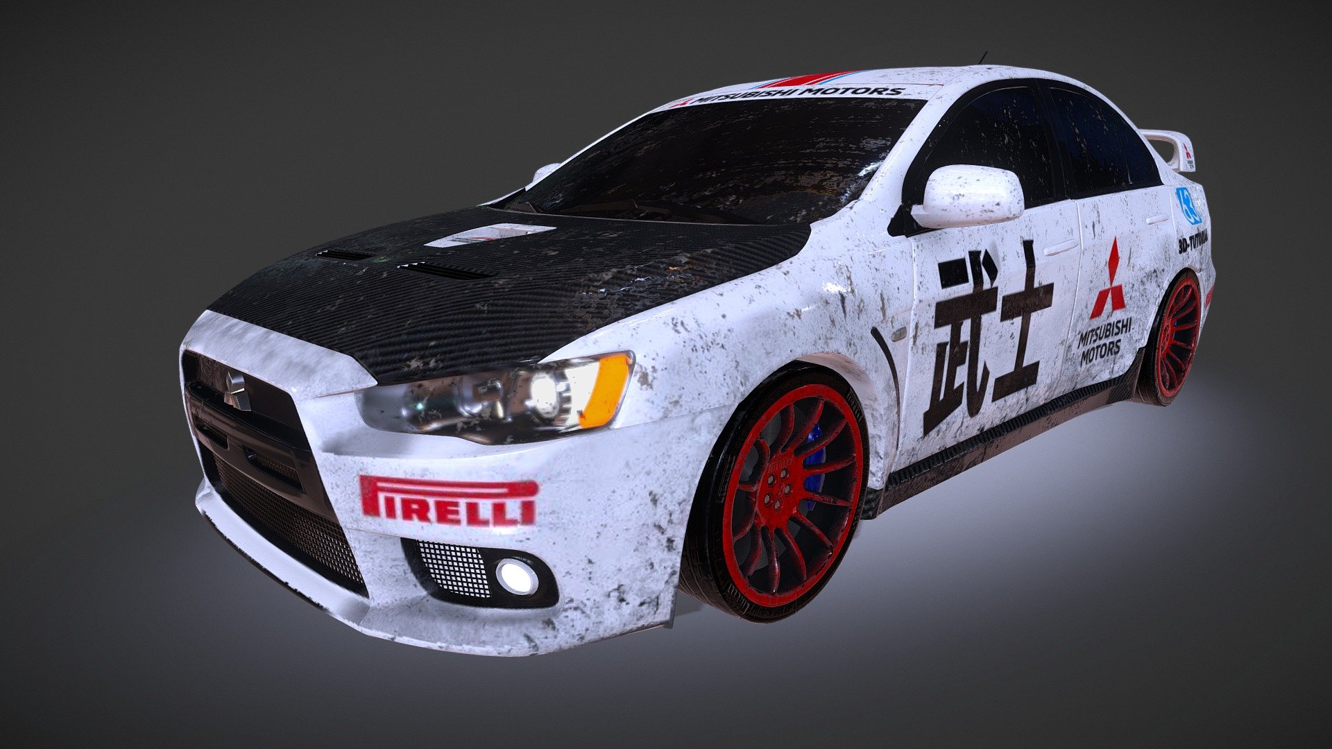 A Medium Poly car model of a Mitsubishi Lancer Evo X.

Made with 3D-Coat and Cinema 4D.

Download the free car rig for Cinema 4D: 

https://www.danielweinlein.com/3d-assets

Watch the tutorial:

https://www.youtube.com/watch?v=80qlrXWScs8&amp;t=849s - Mitsubishi Lancer Evo X - Download Free 3D model by DANIEL WEINLEIN (@danielweinlein) 3d model