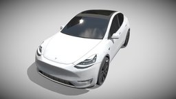 Tesla Model Y AWD White with chassis sedan, tesla, y, model, electric, cybertruck