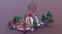 Aztec Temple ancient, aztec, optimized, tempel, substancepainter, blender, stylized, magic, environment, magicplace