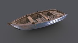 Old Wooden Boat marine, vehicles, wooden, fishing, river, lake, transport, vessel, sailing, row, sailboat, rowing, rowboat, sailing-ship, low-poly, pbr, ship, sea, boat, watercarft
