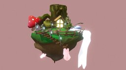 Kingdom of Light plant, mushroom, rocks, gnome, window, fern, stylistic, kingdom, stump, gems, waterfall, roots, handpainted, 3d, house, stylized, rock, leaves, light