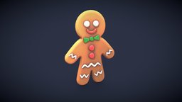 Gingerbread | 3D Model | Stylized | PBR cute, little, small, prop, ready, 4k, bread, gingerbread, ginger, shrek, optimized, substance, painter, render, character, asset, game, 3d, blender, pbr, model, stylized, fantasy, textured, environment