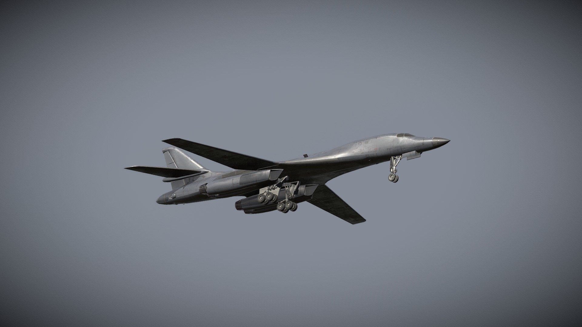 The Rockwell B-1 Lancer[b] is a supersonic variable-sweep wing, heavy bomber used by the United States Air Force. It has been nicknamed the “Bone” (from “B-One”). [1][2] It is one of three strategic bombers serving in the U.S. Air Force fleet along with the B-2 Spirit and the B-52 Stratofortress The B-1 was first envisioned in the 1960s as a platform that would combine the Mach 2 speed 3d model