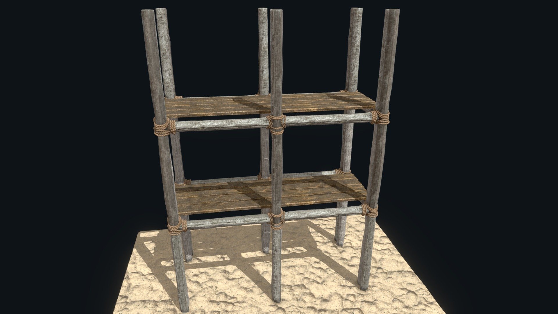 Modeled in Maya and textured in Substance Painter.

Preview images rendered by V-Ray.

I used only V-Ray' s own layers and efects on renders.

Texture resolution is 4K

For more information: 
https://www.artstation.com/infinitymodels - Old Scaffolding - 3D model by Infinity Models (@infinitymodels) 3d model