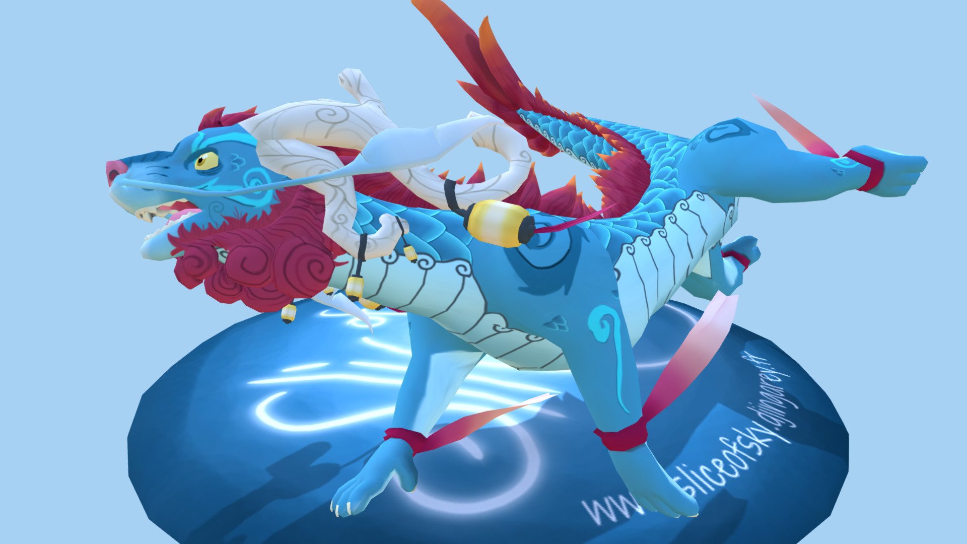 The dragon is finished !
Now, he's flying :D - Slice of Sky Dragon (finished!) - 3D model by Djingarey Art (@DjingareyArt) 3d model