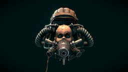 Post-apocalyptic wasteland helmet post-apocalyptic, doll, wasteland, raider, salvaged, post-apocalypse, respirator, xyz-school, helmet, draftpunk3, markcordory