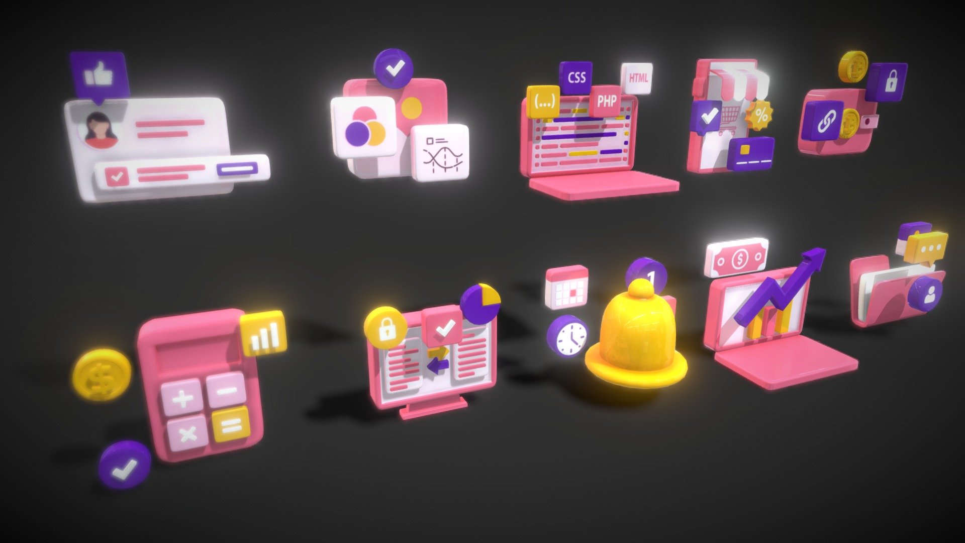 This is a mobile-friendly 3d button asset. It include 40 + buttons and icons at one resolution.This pack has color buttons and icons with a clean and minimalist style. It can easily customize your favorite buttons and icons.

Mesh object : 32136 polys/32588 Verts/ 61706Tris

Texture size all : 1024/1024
 - 3D Button Collections2 - Buy Royalty Free 3D model by V5 (@sakurav) 3d model