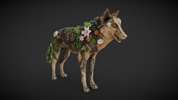 Wolf of Nature flora, flowers, gamedev, nature, marmosettoolbag, mobilegames, fored, wildhunt, substancepainter, substance, blender, lowpoly, blender3d, gameart, mobile, gameasset, zbrush, animation, wolf, gameready, tsg, substance3dpainter