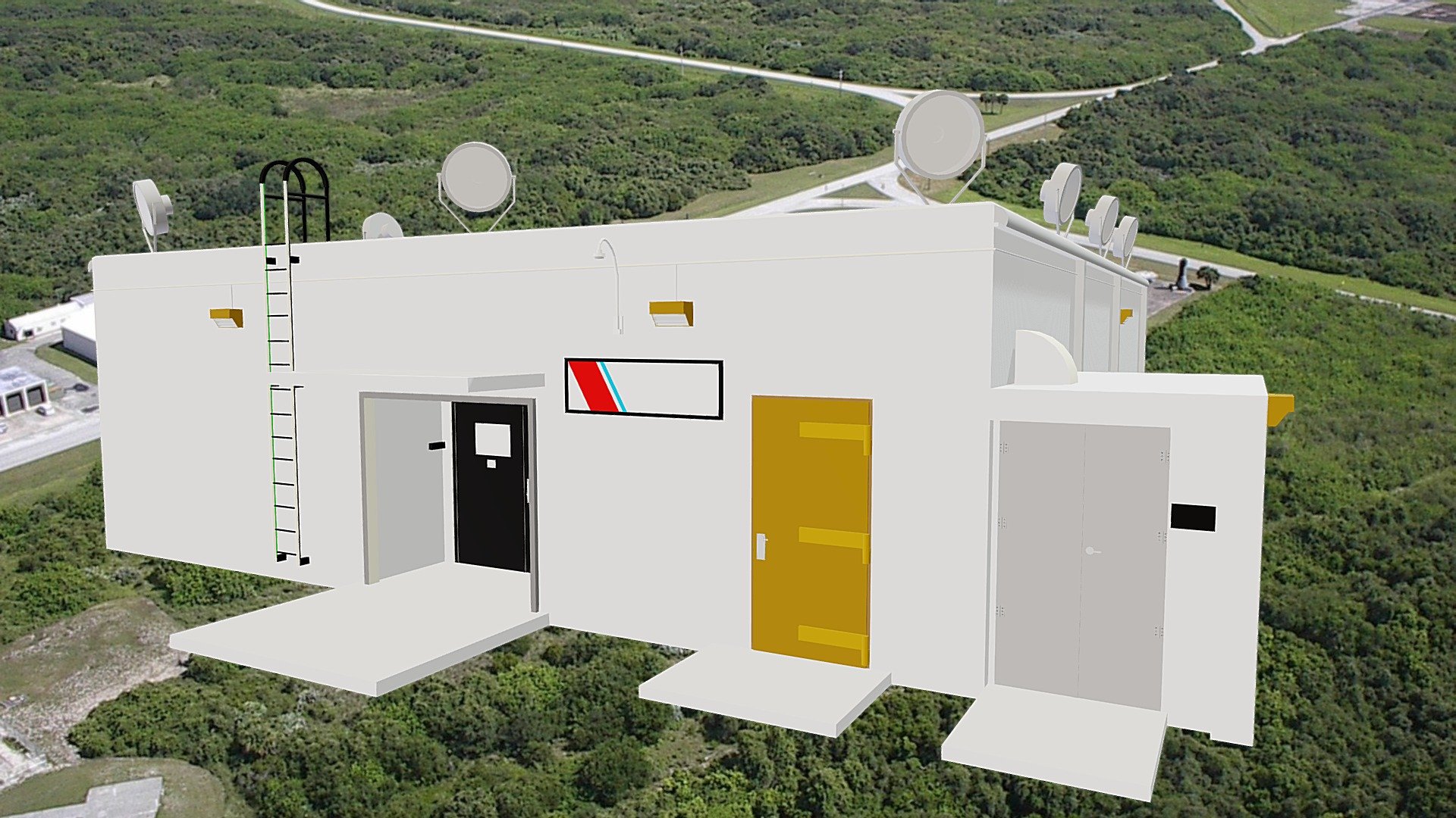 Blockhouse for Launch Complex 21-22, a dual pad site at Cape Canaveral Space Force Station. Construction began in 1956 of the complex, with the blockhouse finished in 1958. The site was designed to handle Goose-Bull Goose, Mace A, and Mace B missiles. The site was deactivated in the early 1970s, and through the history of the complex, the blockhouse served as a storage building for the Delta program equipment and later as a storage/armory for the U.S. Coast Guard. Ideal CAD model derived from measurements from terrestrial laser scanning survey 3d model