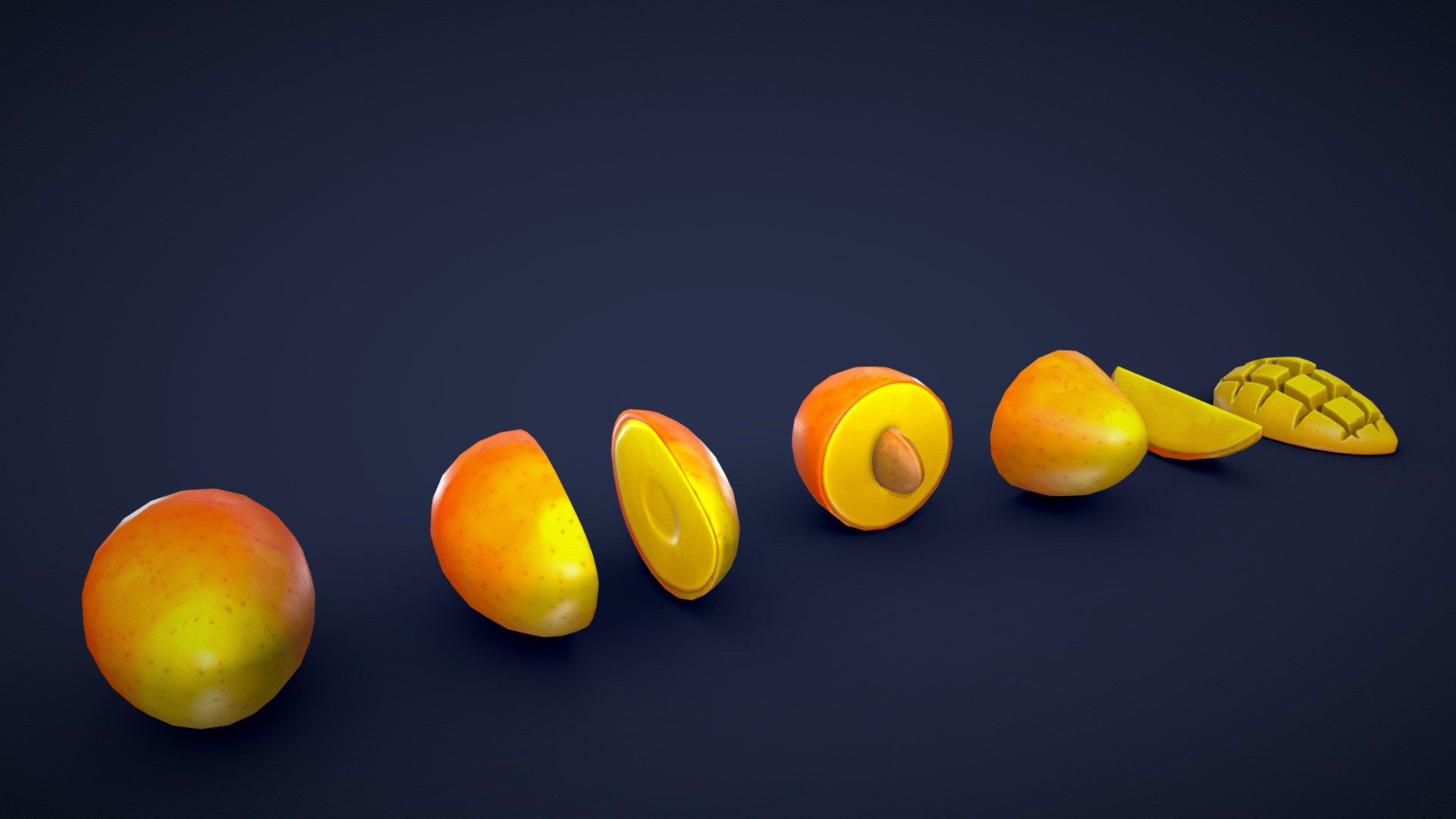 This asset pack contains 7 different mango meshes. Whether you need some fresh ingredients for a cooking game or some colorful props for a supermarket scene, this 3D stylized mango asset pack has you covered! 🥭

Model information:




Optimized low-poly assets for real-time usage.

Optimized and clean UV mapping.

2K and 4K textures for the assets are included.

Compatible with Unreal Engine, Unity and similar engines.

All assets are included in a separate file as well.
 - Stylized Mango - Low Poly - Buy Royalty Free 3D model by Lars Korden (@Lark.Art) 3d model
