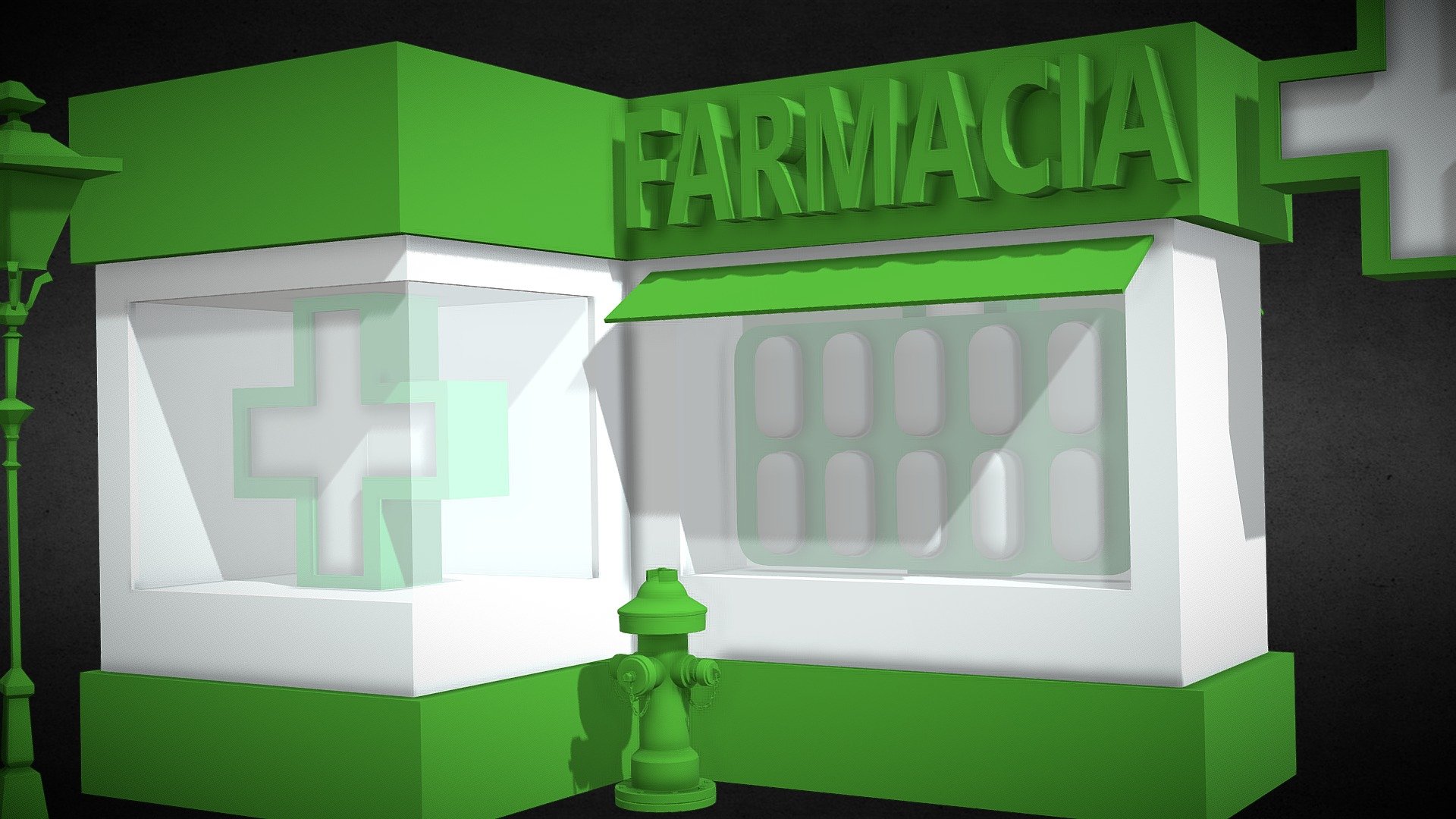 PHARMACY STOREFRONT FARMACIA DRUGSTORE 2.0 - PHARMACY STOREFRONT FARMACIA DRUGSTORE 2.0 - Download Free 3D model by vmmaniac 3d model