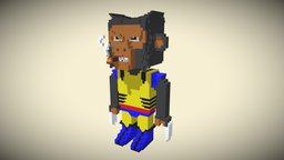MunkyCitizen_Wolverine classic, wolverine, collectible, costume, voxels, collectible-figure, 3d, art, voxel, magicavoxel, wolverines, munkycitizen