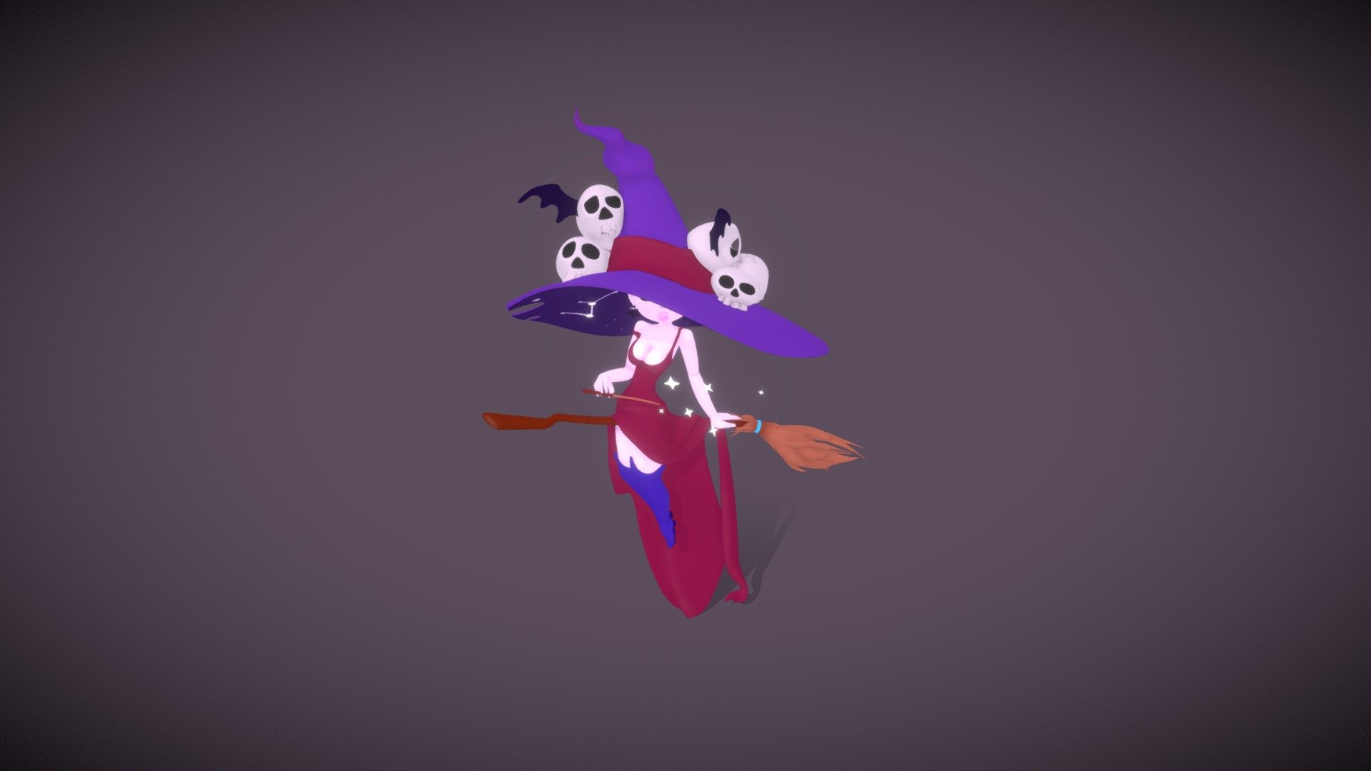 A magic cartoon witchy 3d model