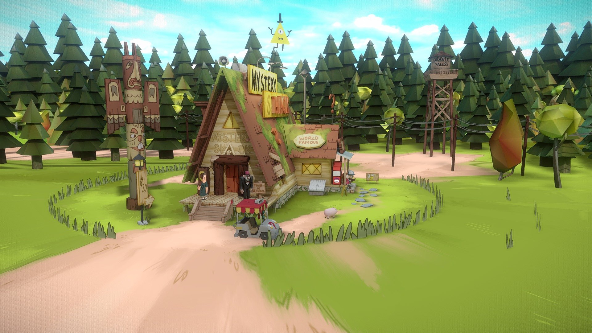 Gravity Falls virtual environment optimized for mobil VR.
Used models:
https://sketchfab.com/3d-models/mystery-shack-4af623e409434894860e285b352fb511
https://sketchfab.com/3d-models/dipper-pines-dd3d126903394a03bdb32eeb36ac36c8
https://sketchfab.com/3d-models/mabel-pines-gravity-falls-1cecf0565ea04e97988bc219c4cf579a
https://sketchfab.com/3d-models/bill-cipher-38161efdb5ab45dcb8279f591c0f90aa
https://sketchfab.com/3d-models/mr-waddles-gravity-falls----03de8e908cbd4c138f210ddecc10555c
https://sketchfab.com/3d-models/grunkle-stan-63eef1e7790547efbbc5a5b7ee119cf8
https://sketchfab.com/3d-models/wendy-from-gravity-falls-8461b103676b4247862037c51dc67d6f
https://sketchfab.com/3d-models/draftpunk-hw5-bigmedium-mystery-shack-cd0cfc4bc60c46ba8c2dc3a8538b94e5 - Gravity Falls - Download Free 3D model by Elin (@ElinHohler) 3d model