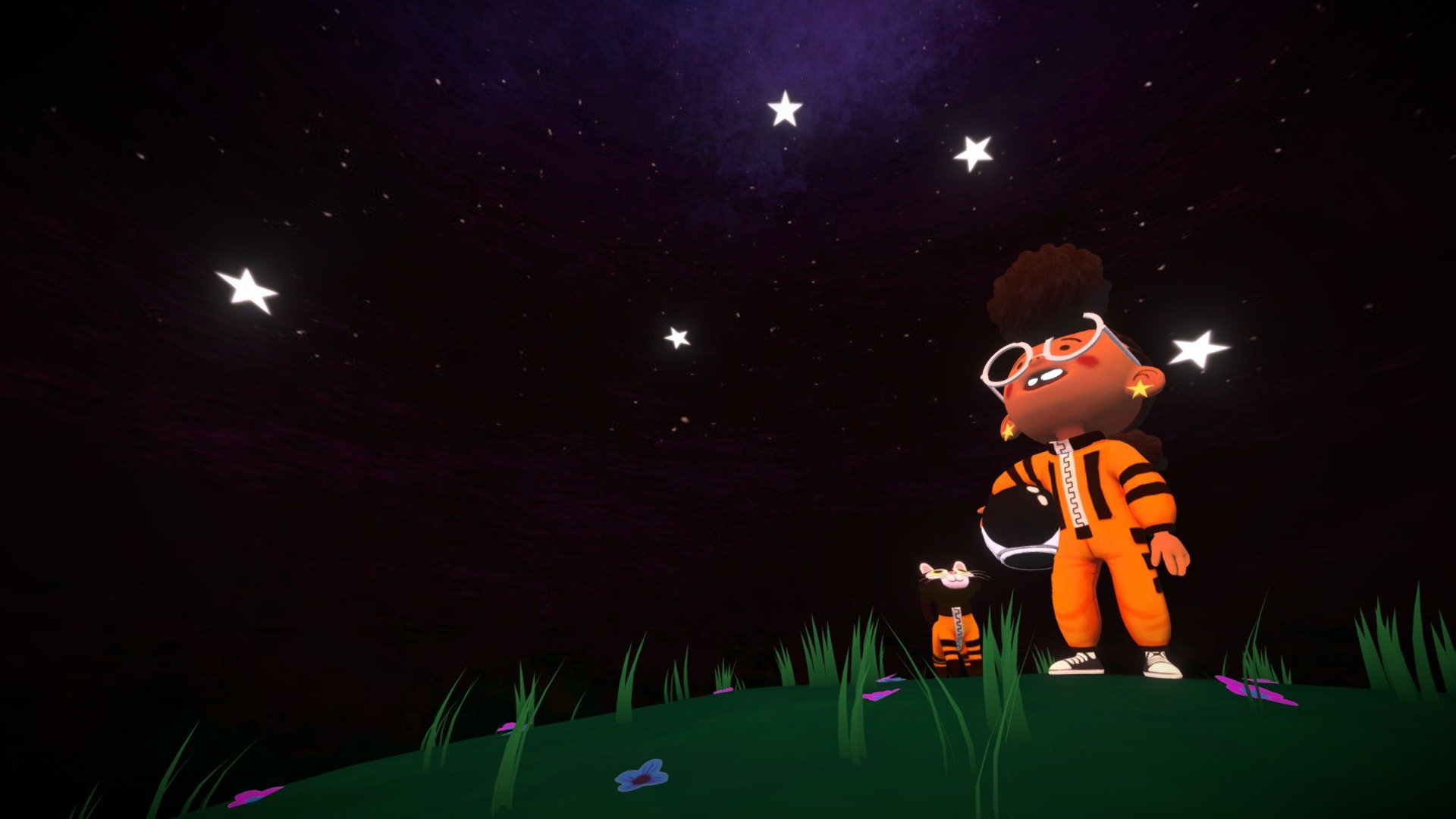 A charming space loving kid and her cat from the childrens book,Rocket Says Look Up! that I enjoy reading to my own kid.

Rocket Says Look Up! is by author Nathan Bryon and artist Dapo Adeola - Rocket Says Look Up! - 3D model by longbtran88 (@usuallydeluded) 3d model