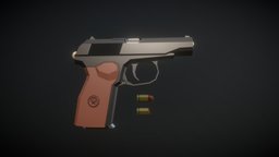 Low-Poly Makarov Pistol 9x18, pistol, makarov-pm, makarov-pistol, lowpoly