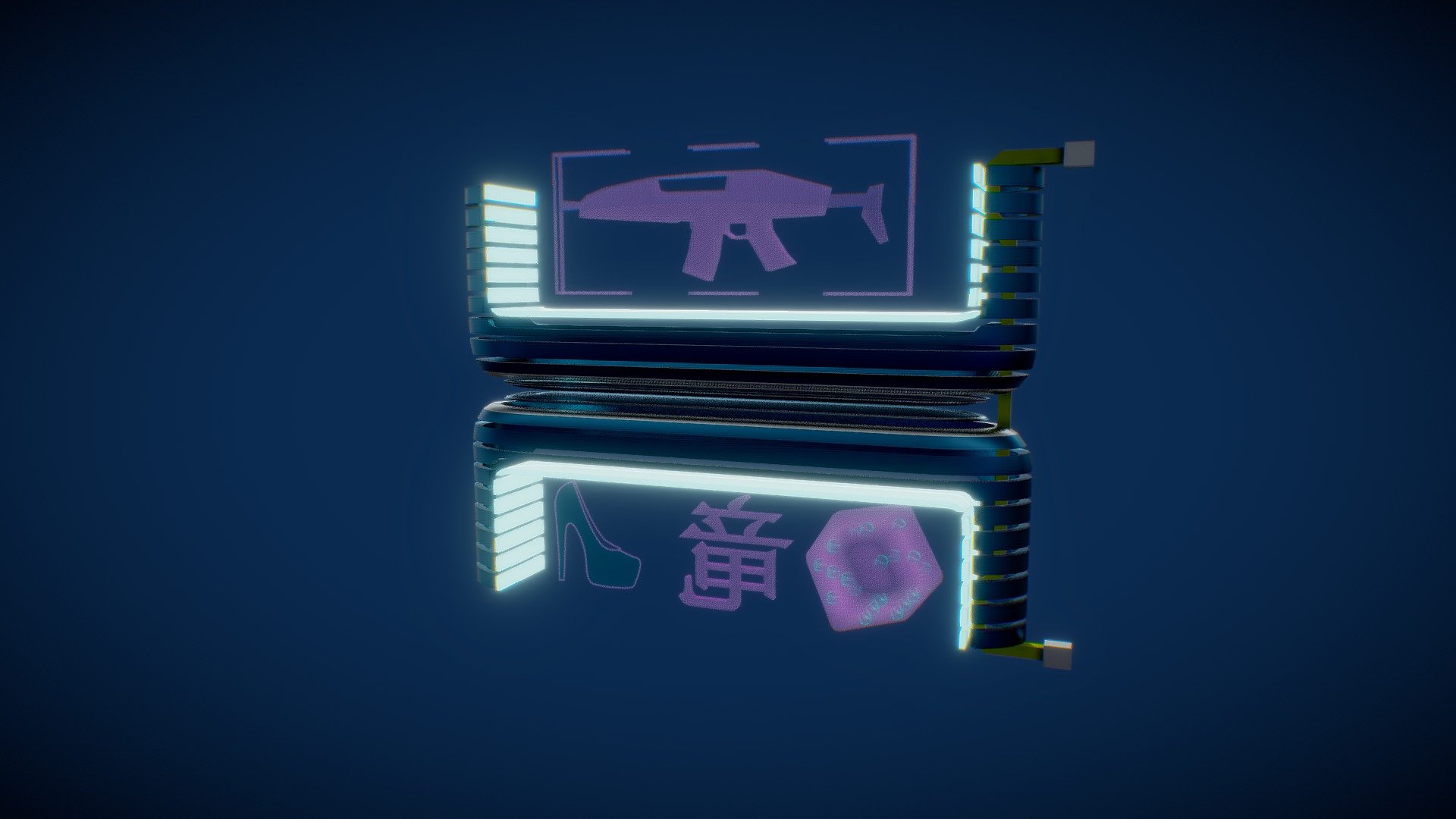 Stylized Low Poly Sci Fi Billboard

Model made with blender 3.0. File attached as .zip file.
Blender file has a version with modifiers not applied for easy changes and modifications like sign size 3d model