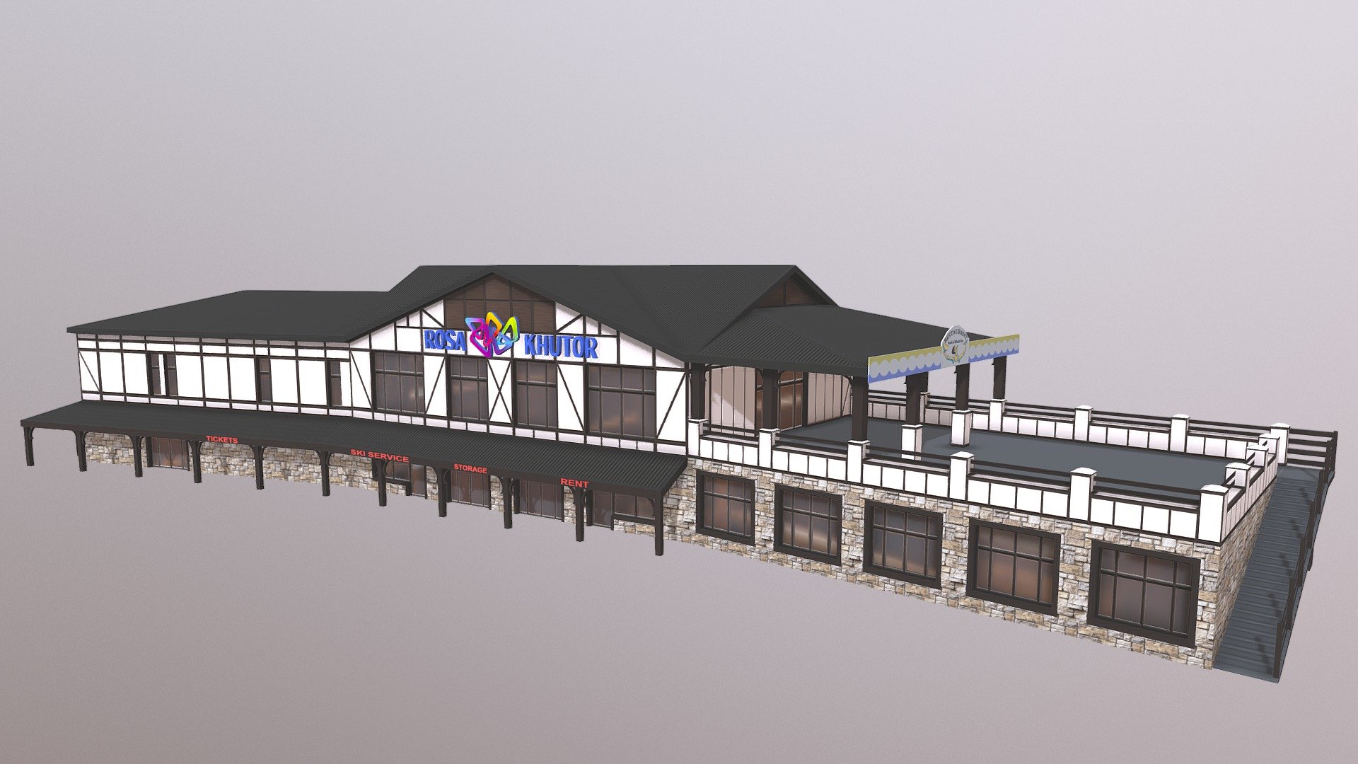 Model of building of the biggest russian alpine ski resort - Rosa Khutor 3d model