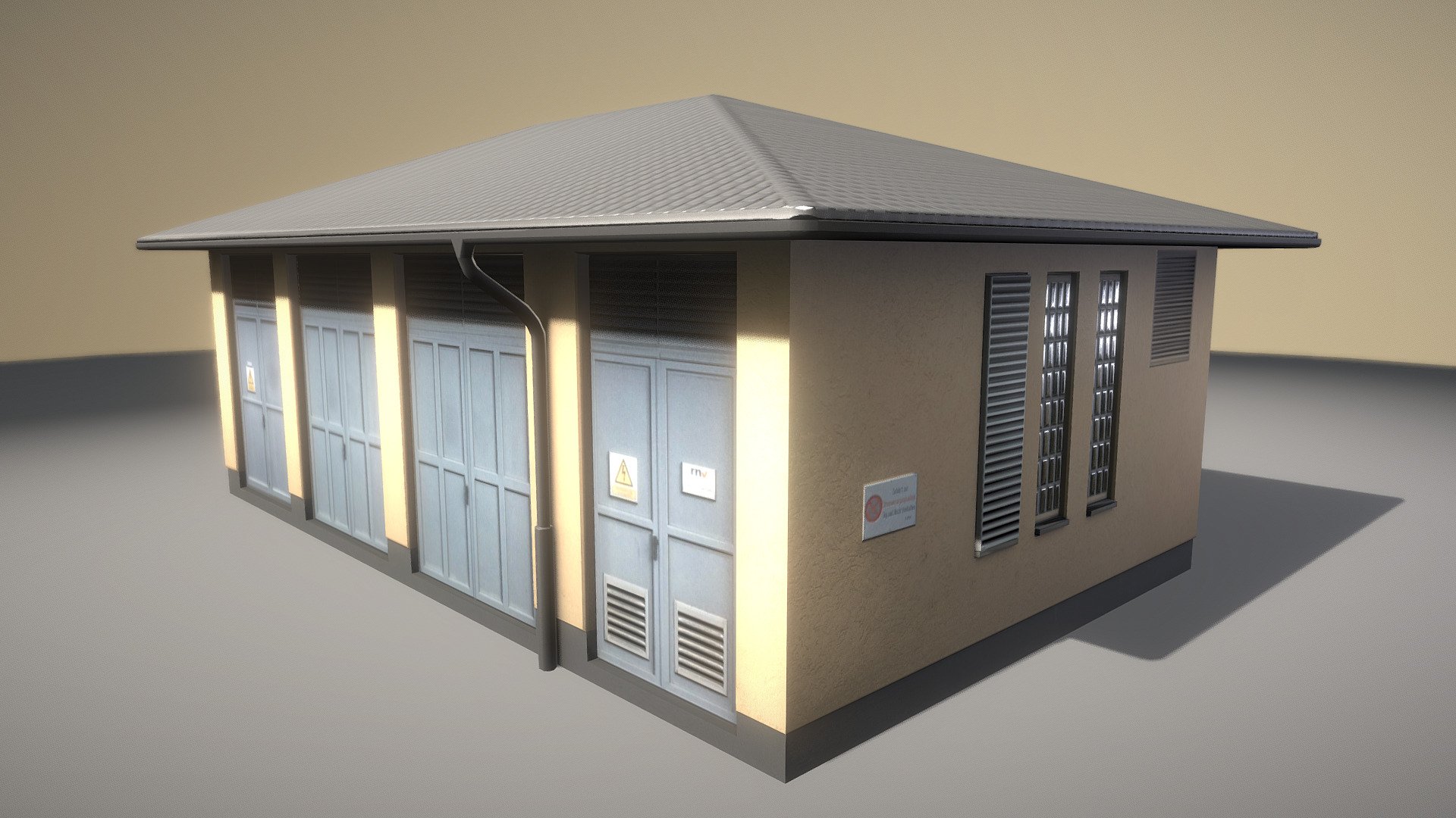 Here is the low-poly version of the  power transformation station 3d model