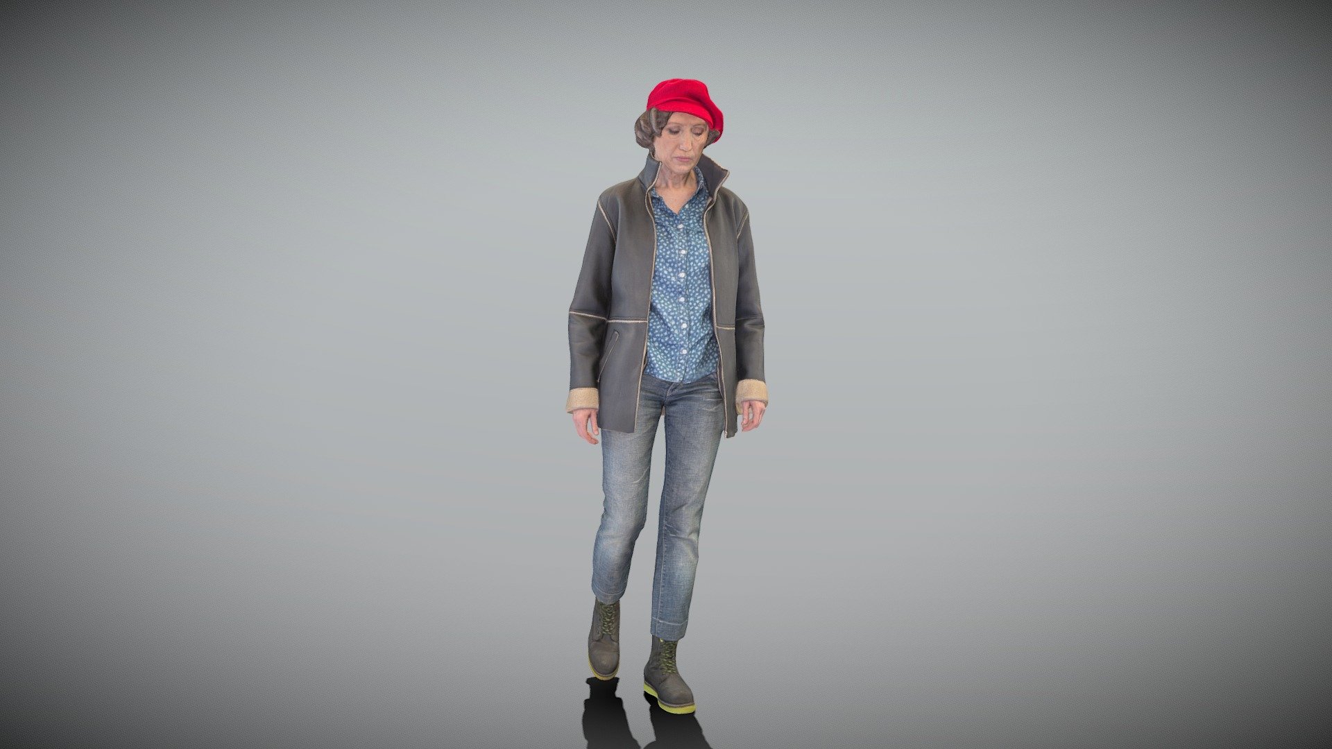This is a true human size and detailed model of a beautiful woman of Caucasian appearance dressed in casual style. The model is captured in casual pose to be perfectly matching for various architectural, product visualization as a background character within urban installations, city designs, outdoor design presentations, VR/AR content, etc.

Technical specifications:




digital double 3d scan model

150k &amp; 30k triangles | double triangulated

high-poly model (.ztl tool with 5 subdivisions) clean and retopologized automatically via ZRemesher

sufficiently clean

PBR textures 8K resolution: Diffuse, Normal, Specular maps

non-overlapping UV map

no extra plugins are required for this model

Download package includes a Cinema 4D project file with Redshift shader, OBJ, FBX, STL files, which are applicable for 3ds Max, Maya, Unreal Engine, Unity, Blender, etc. All the textures you will find in the “Tex” folder, included into the main archive.

3D EVERYTHING

Stand with Ukraine! - Elegant woman in street style walking 404 - Buy Royalty Free 3D model by deep3dstudio 3d model