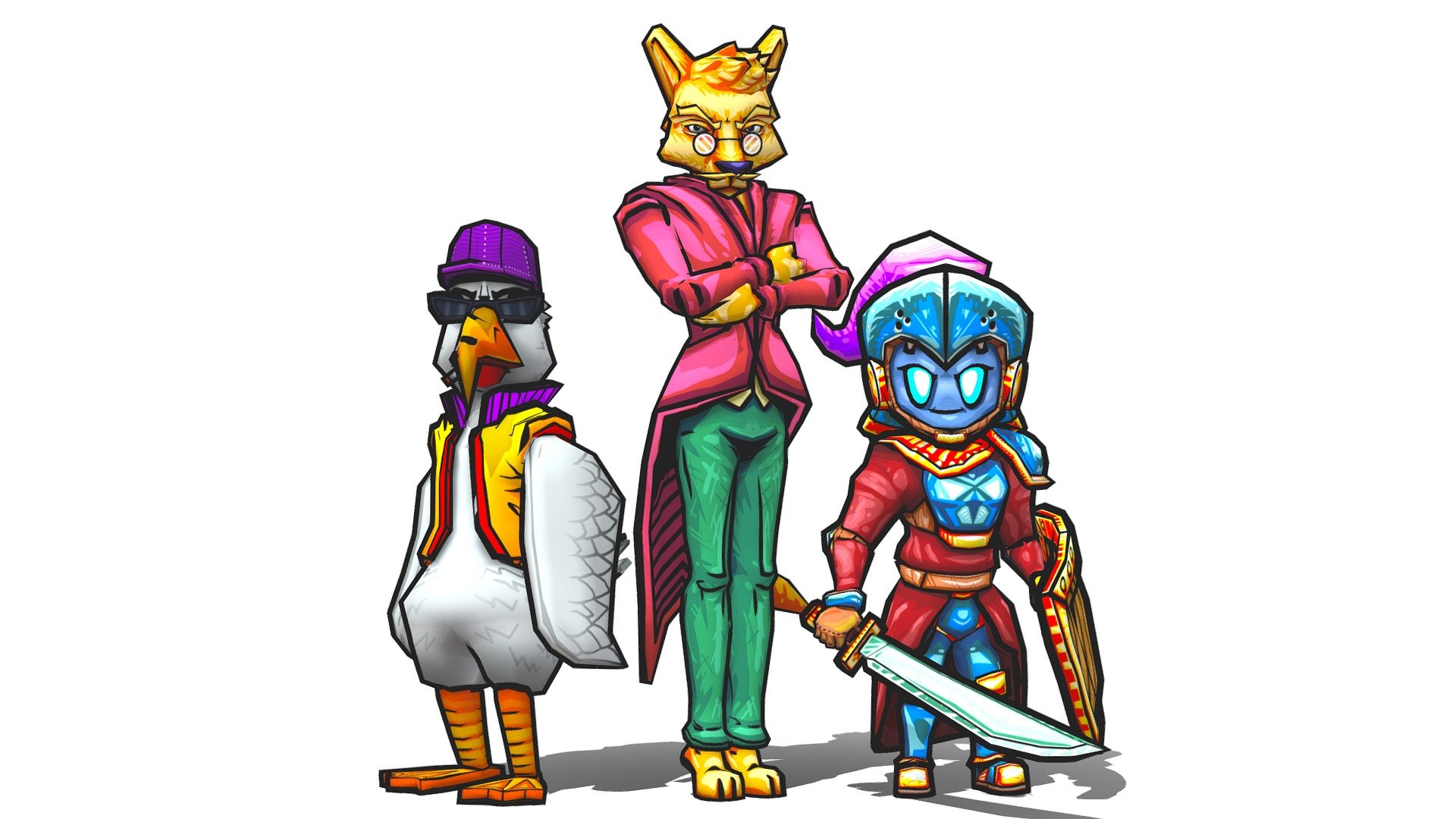 Here's Lil'Hero, Mister and Lazar. They are oc's I made.
I'm working in a world to house them as VRChat avatars. 

If you like my work, consider checking me out on twitter :)

Lazar
Mister
Lil'Hero - Trio - 3D model by Liron (@LironHero) 3d model