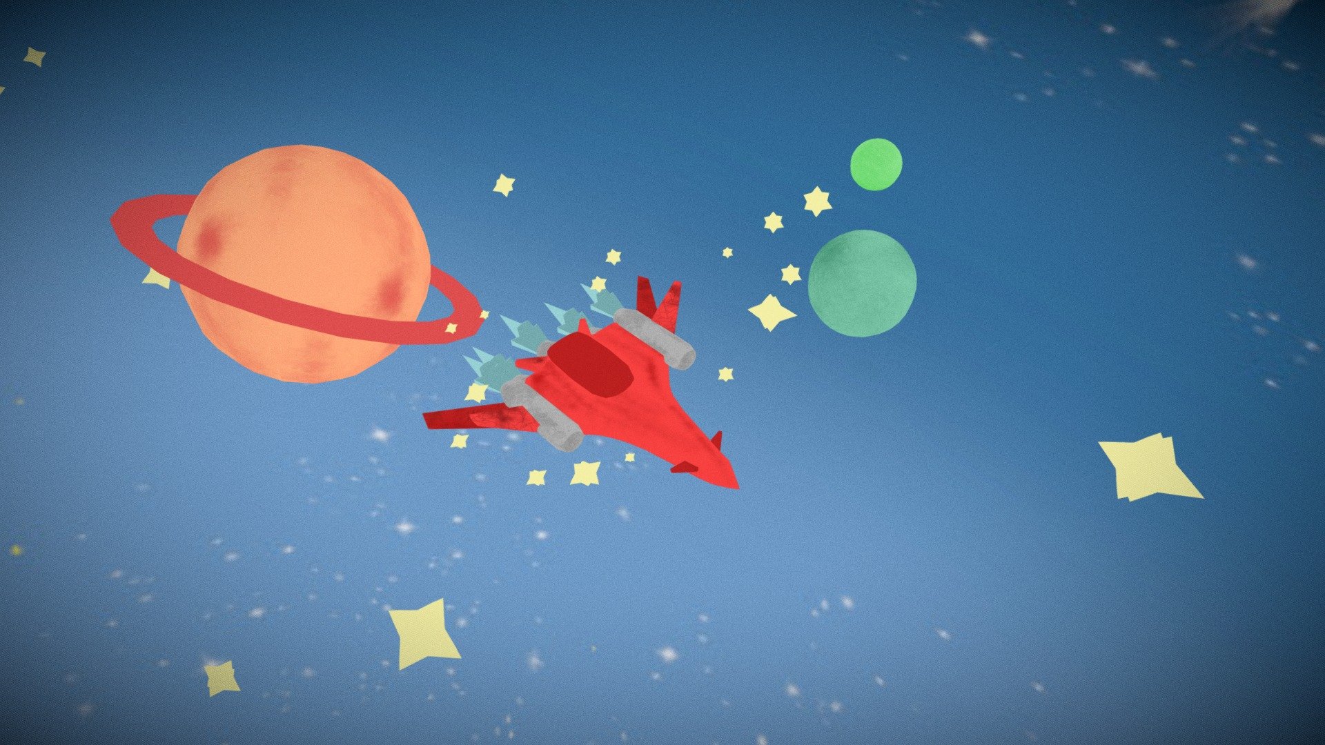 3D model of a starship flying through space 3d model