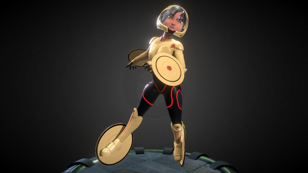 After watching Disneys Big Hero 6 I absolutely fell in love with it. The film was amazing and inspired a lot feelings with me and I just had to do make something from it. Go Go Tomago really stuck out to me. She is a tough, athletic, non-talkative adrenaline junkie and an overall bad ass! - Go Go Tomago - Big Hero 6 - 3D model by Joshua Shahinian (@joshmalosh) 3d model