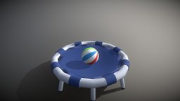 Trampoline beach, trampoline, low, poly, ball