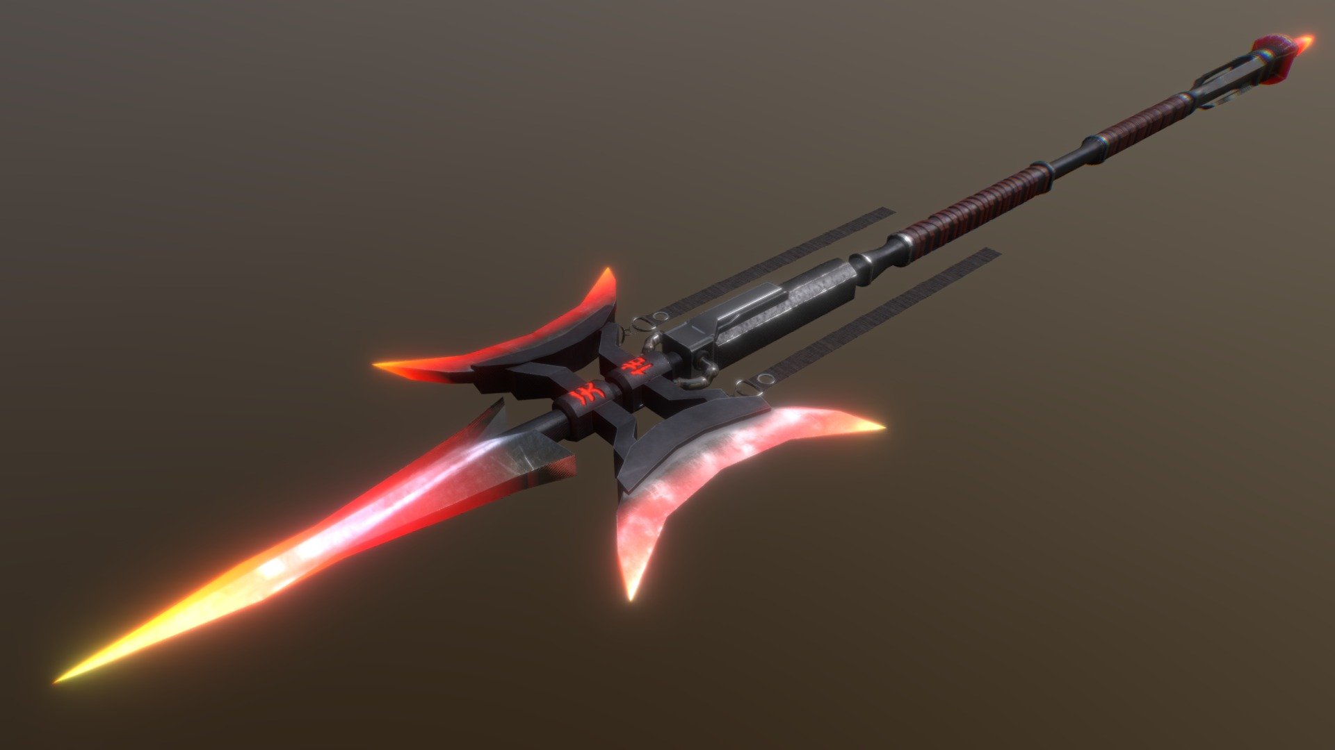 Version 3 of the Fangtian Ji spear of Flame. 
I added all the textures in 1 uv map.
(assignment for school) - Fangtian Ji spear of Flame (version 3) - Download Free 3D model by kadoetsie 3d model