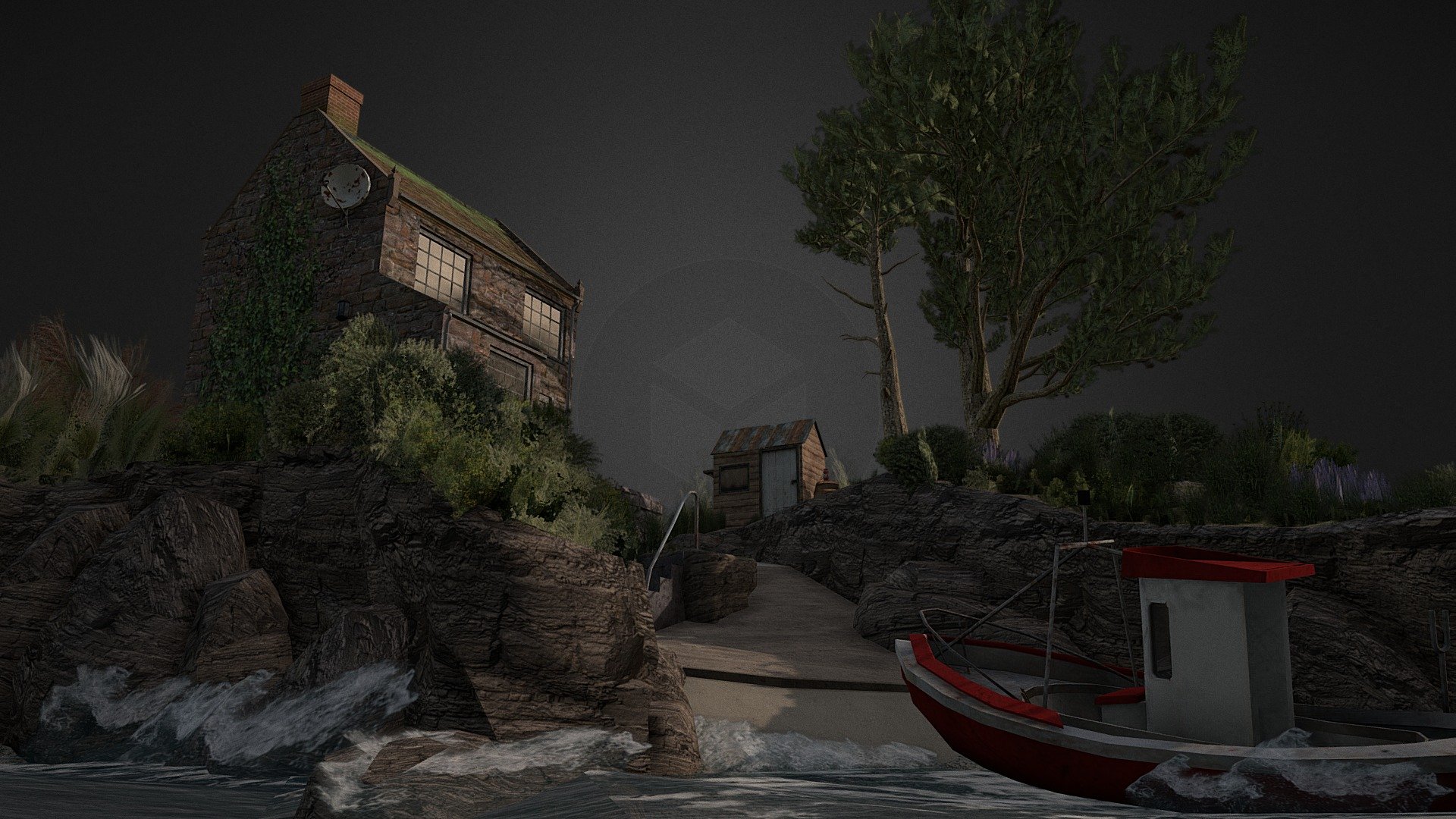 My final submission for 3D1 at Howest DAE! - DAE Diorama - By the Ocean - 3D model by Elise Villot (@EliseVillot) 3d model