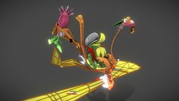 TurnipCraft hat, fruit, bird, wings, craft, biker, turnip, rider, boom, flamingo, aircraft, fire, jetengine, stylizedweapon, stylizedcharacter, motorcicle, weapon, character, 3d, blender, man, wood, animation, stylized, 3dmodel, war, gameready, octopuscharacter, blonde-hair