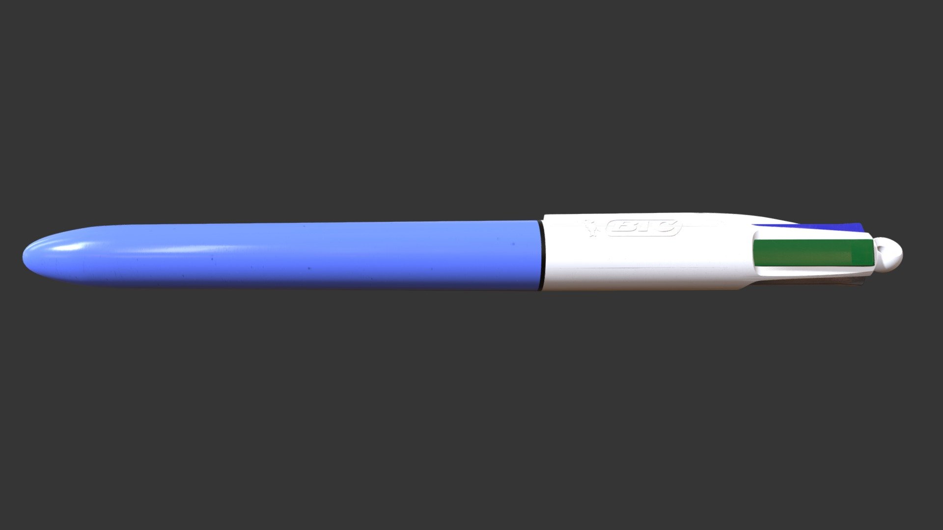 This 4 colors 3d Bic Pen has been realistically reproduced by myself in 3d based on a real subject. I worked with Blender, Photoshop, a huge amount of blender stack exchange, some more YouTube tuts and 13 cans of coke.

The model is quite heavy, but, you'll see, it is worth it.

If you have any issues with the model, the textures or anything, let me know at : mont.venus1@gmail.com

The textures of the ink containers and the springs bugged when they got uploaded in Sketchfab so I had to reproduce them with the Sketchfab editor. If you want to get the correct textured pen, you will find here after the .blend file : https://drive.google.com/drive/folders/15OAH_G-78tW0auE3FbDmQ5qyR1xxmEN_?usp=sharing - 4 Colors pen - Download Free 3D model by maysse 3d model