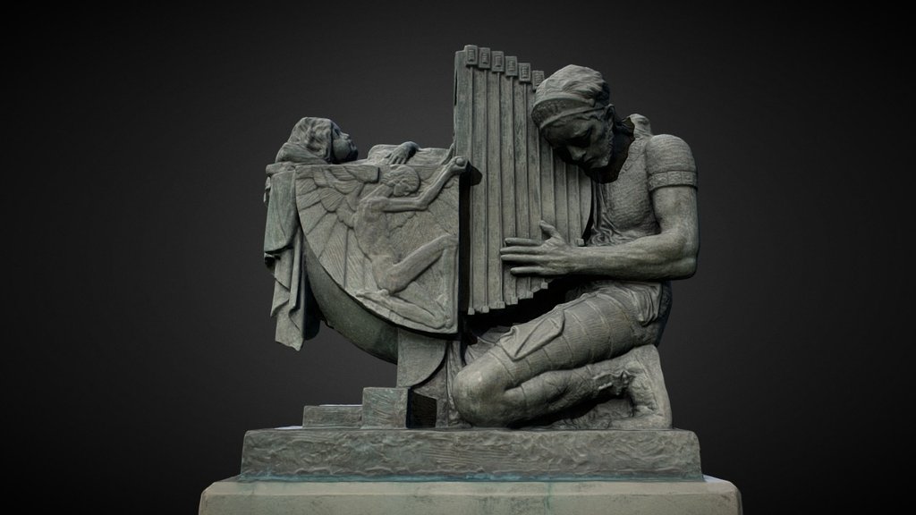 Einar Jónsson (May 11, 1874 – October 18, 1954) was an Icelandic sculptor, born in Galtafell, a farm in southern Iceland.

The sculpture of Heimir, or King Heimir, is of a Scandinavian character who fears for the safely of his foster daughter and therefore conceals the child inside a large harp. He assumes the identity of a poor musician and travels through Scandinavia with the child inside his instrument.

Through a twist of fate, a poor Norwegian couple murders the king in his sleep, hoping to find great treasures hidden in his harp. When the couple cracks open the harp, they find the king’s foster daughter instead 3d model