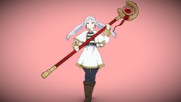 Frieren with her wand manga, season, animegirl, animemodel, anime3d, anime-girl, anime-character, frieren, noai