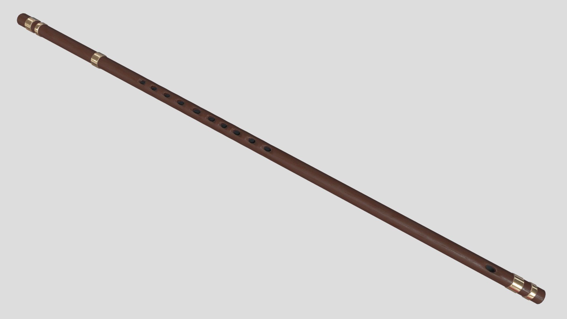 Weapon design for my end-of-year assignment. This final version is less than my original idea, which also featured a branch coming out of it (let's consider than an evolved version of this base one).

Lore bit:
&ldquo;This flute was given to the [player character] once their partner died by their side. It is used to provide healing and support. This is a object with the power to convert the user's own innate power and create something new based on their personality.

The current owner believes that the soul of their beloved resides in this flute. It is unclear whether that is true or the user created a projection to halt their degrading sanity. &ldquo;

One of the interesting parts of this prop's development is how to make the surface replicate wood, at leas a little bit. (Hope it works for you; I does for me.) - "Midnight Song" Flute - 3D model by whit e (@whit_ee) 3d model