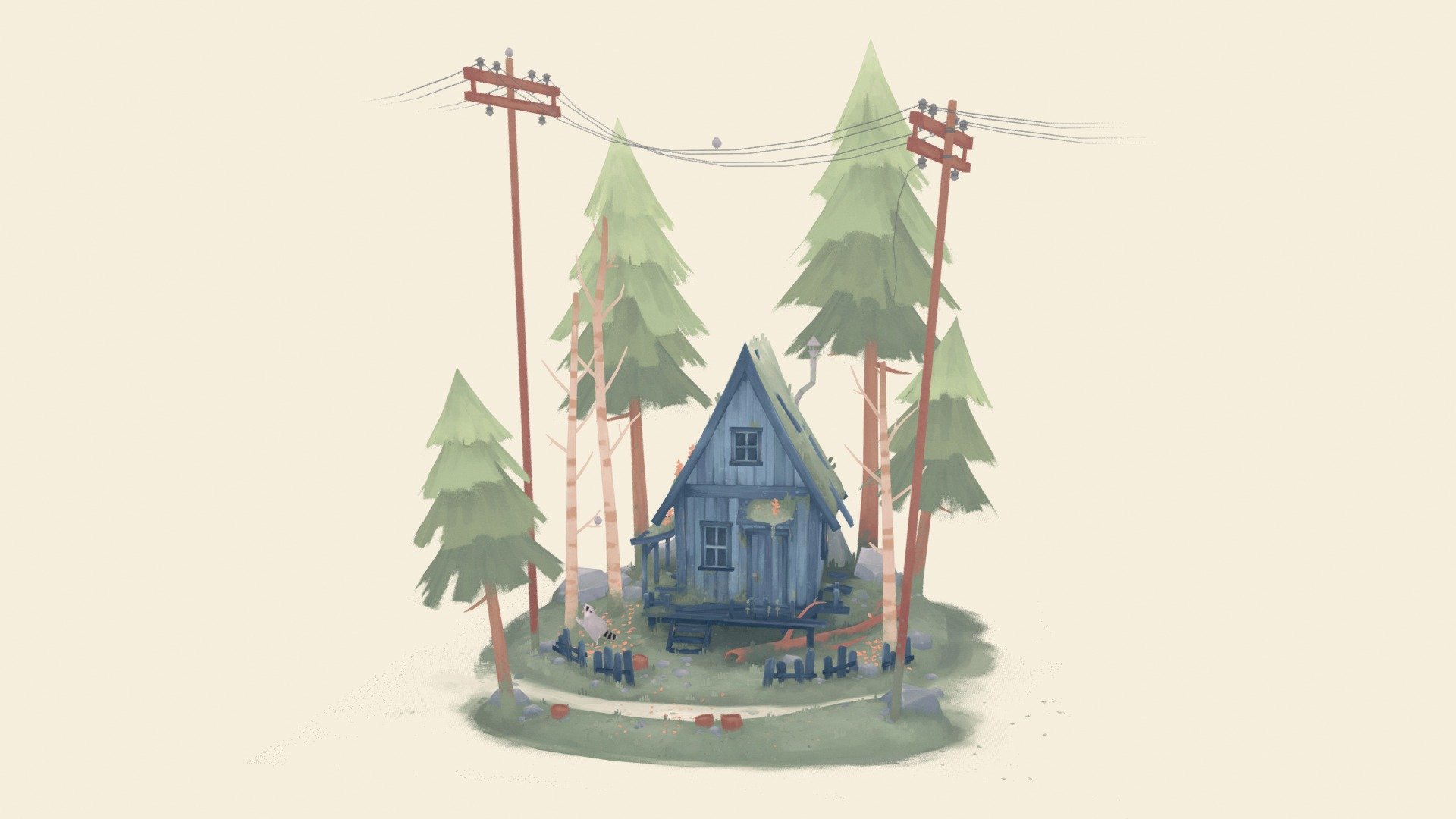 Little forest scene for my racoon to play in. Music by https://soundcloud.com/glogsound - Forest House - Download Free 3D model by peachyroyalty 3d model
