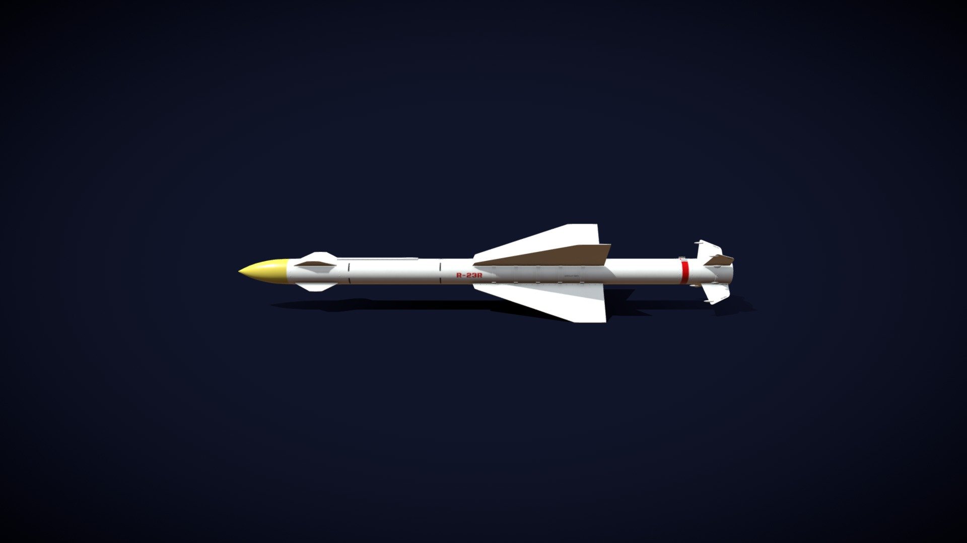 Vympel R-23 Air-to-Air Missile (Russian)

&ldquo;The Vympel R-23 (NATO reporting name AA-7 Apex) is a medium-range air-to-air missile developed by Vympel in the Soviet Union for fighter aircraft. An updated version with greater range, the R-24, replaced it in service. It is comparable to the American AIM-7 Sparrow, both in terms of overall performance as well as role.