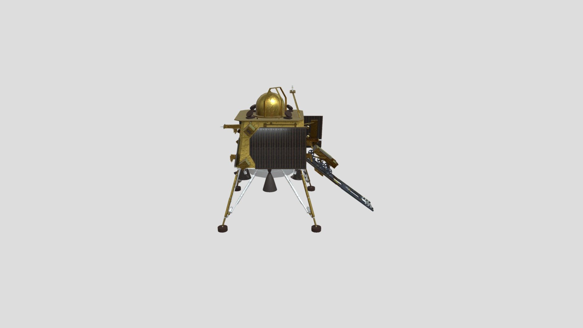 Chandrayaan-3 Vikram Lander &amp; Pragyan Rover 3D Model

Dive into the intricate details of India's ambitious lunar exploration mission with this meticulously crafted 3D model of the Chandrayaan-3 Vikram Lander and its companion, the Pragyan Rover.

Features:

Highly Detailed: Every component, from the lander's legs to the rover's wheels, has been designed with precision to closely match the real-life counterparts.
Accurate Representation: Based on official ISRO (Indian Space Research Organisation) blueprints and images, ensuring the model's authenticity.
Interactive Experience: Explore the model from every angle, zoom in to appreciate the finer details, and immerse yourself in India's lunar mission 3d model