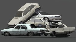 Junk Cars crash, lowpoly