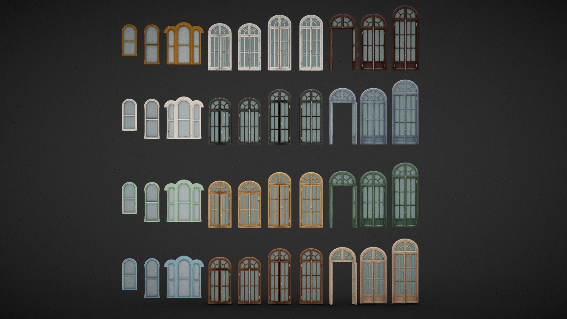 Take your architectural and interior design projects to the next level with our premium collection of 3D window models. Our collection features a variety of window styles, including round and rectangular shapes with a unique rounded top design. Each model is expertly crafted with a range of textures and dimensions to meet your specific design needs. With unparalleled realism, our models are perfect for visualizations, 3D modeling, and animation, enabling you to impress your clients with stunning visuals. Elevate your design projects with this exceptional collection of 3D window models today, and add it to your library for future use 3d model