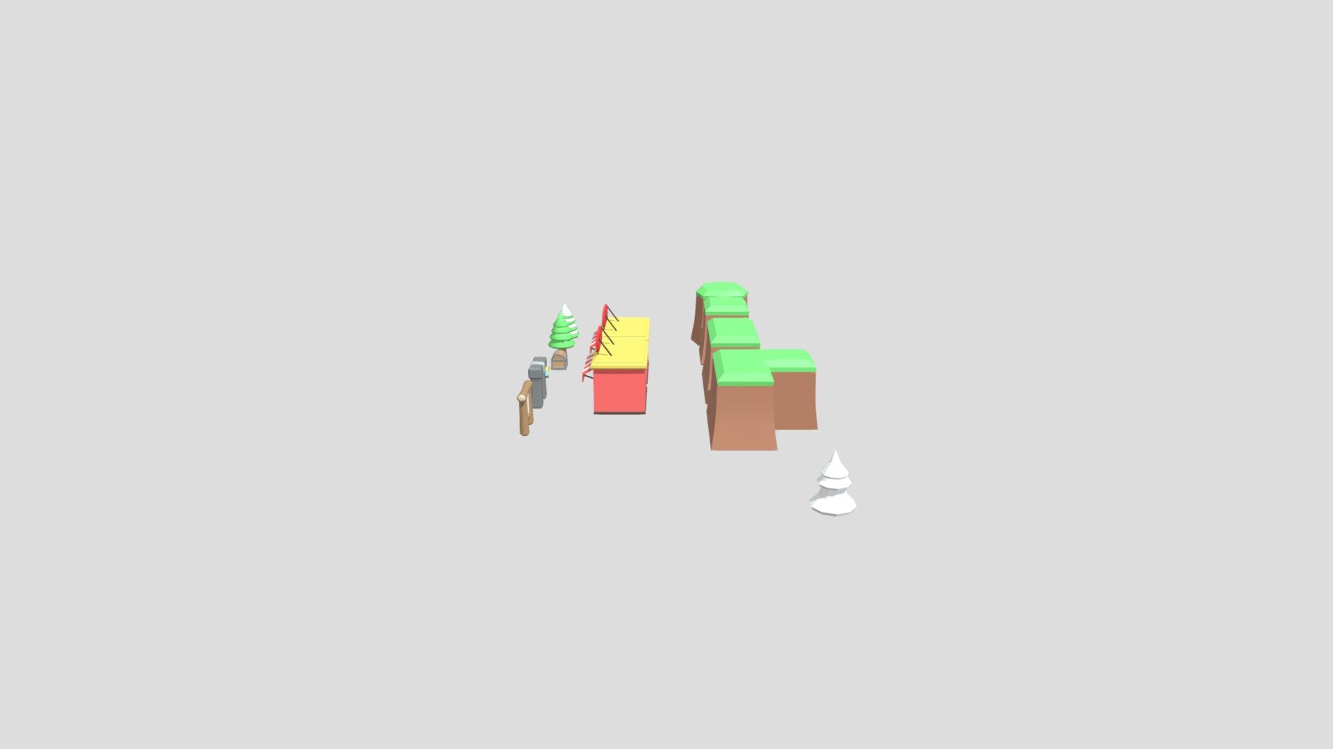 These models are ready to use for your next game.
(Roblox Compatible).

Includes the following models:




2 trees, (Pine tree, Snowy pine tree).

2 Currencies, (Gem, Coin)

4 Different terrain styles.

1 Portal

1 Leader-board Sign

1 Chest

1 Shop Building

1 Sell Building

Roblox Import instructions:




Download The file

Export as FBX

Upload your game in Roblox Studio

Go to asset manager in the View menu at the top

Click the import button and select your FBX

Enjoy the assets
If you have any issues importing, DM me on twitter: https://twitter.com/SurferRBLX
 - Simple Roblox Simulator Kit - 3D model by snazgamingyt 3d model