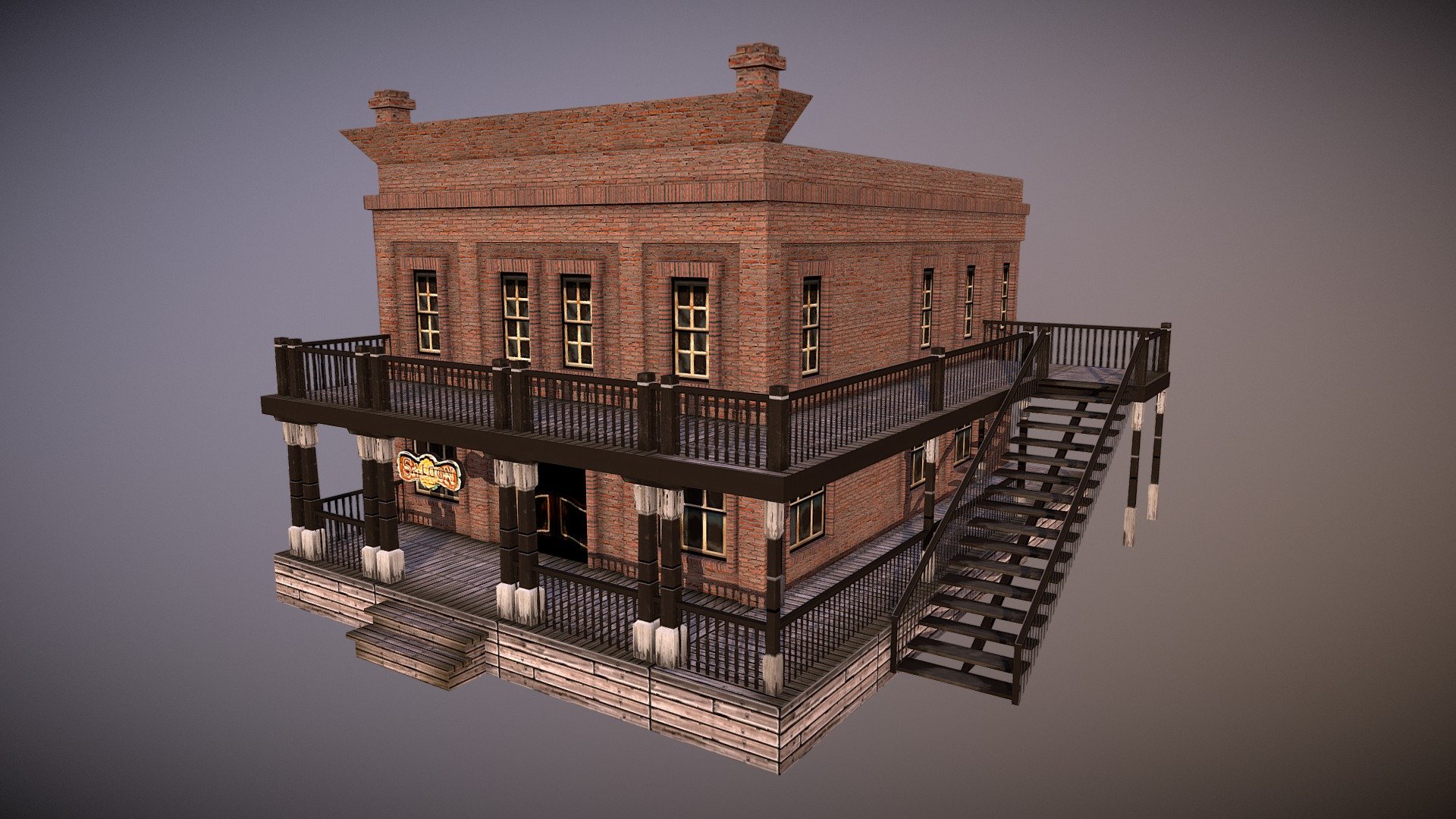 This work I have created from modules, using only diffuse color, map size - 512 x 512 - Saloon in Almeria - 3D model by Alexander Karchik (@akarchik) 3d model