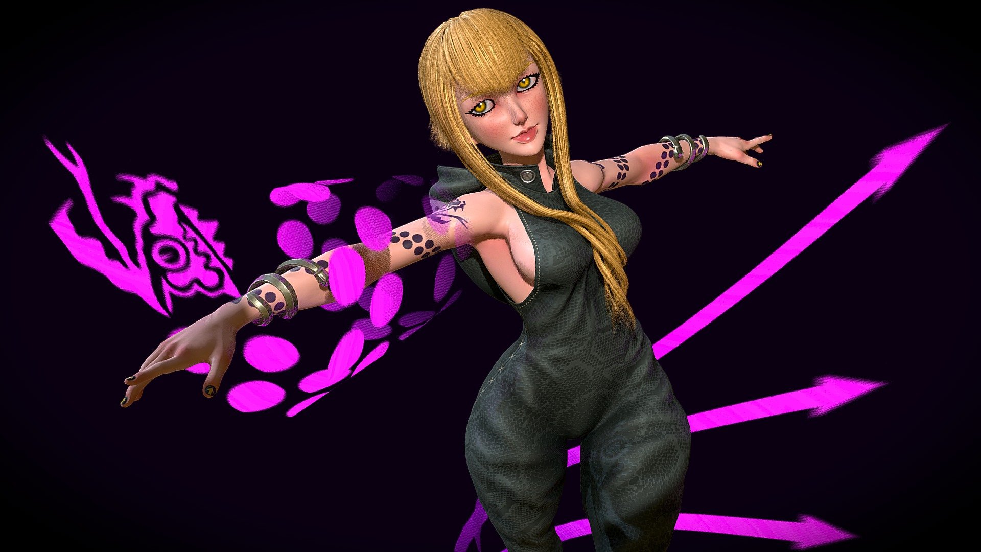 Low-poly 3D model of the Medusa Gorgon, a character from the manga and anime &ldquo;Soul Eater