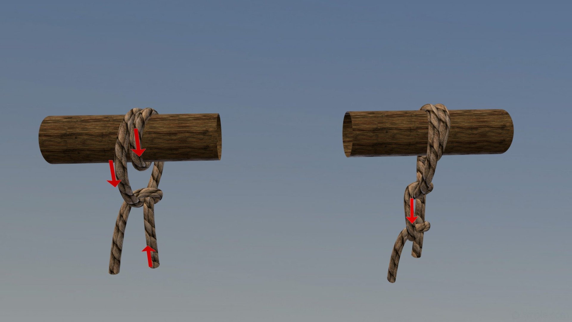 OWT Knots - Round Turn and Two Half Hitches - 3D model by BoatUS Foundation (@boatusfoundation) 3d model