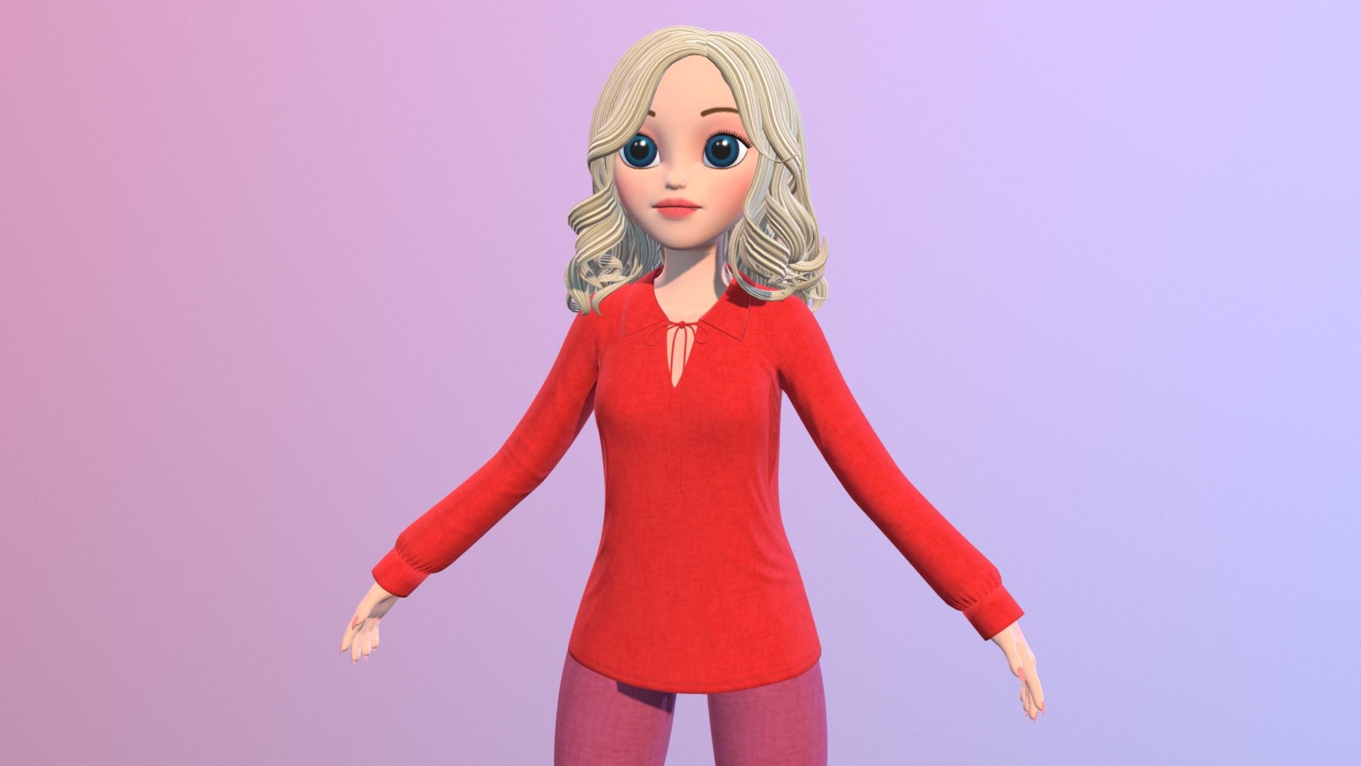 Cartoon Girl Hair #6 - 3D model by lazaga777 3d model