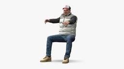 001516_Male Driver in Cap transportation, scanning, cap, fashion, urban, comfortable, detail, cart, outdoor, jeans, realistic, casual, driver, leisure, 3d_scanning, mobility, streetwear, vehicle, man, car, human, male, high_resolution, textured_mesh